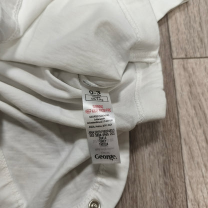 George Baby Bodysuit 0-3 Months White Short Sleeve Snap One Piece Unisex