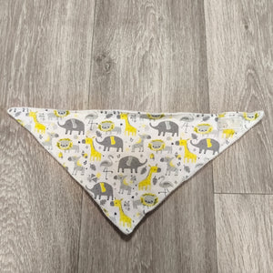 Baby Bandana Drool Bib Triangle Safari Animals Yellow Grey White