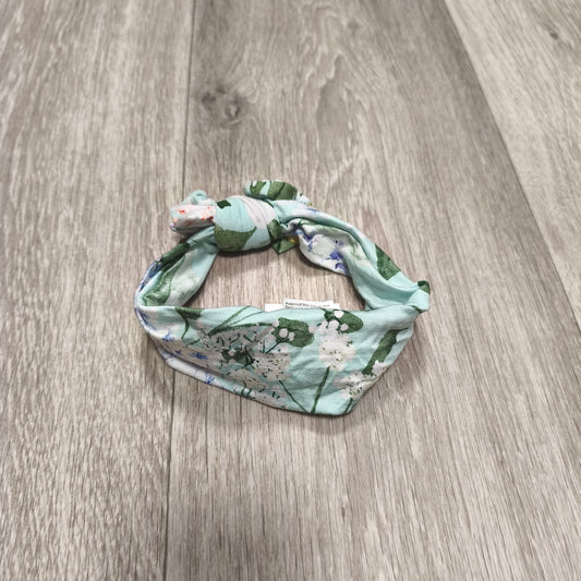 Posh Peanut Baby Headband Top Knot Bow Bamboo Floral Mint Blue