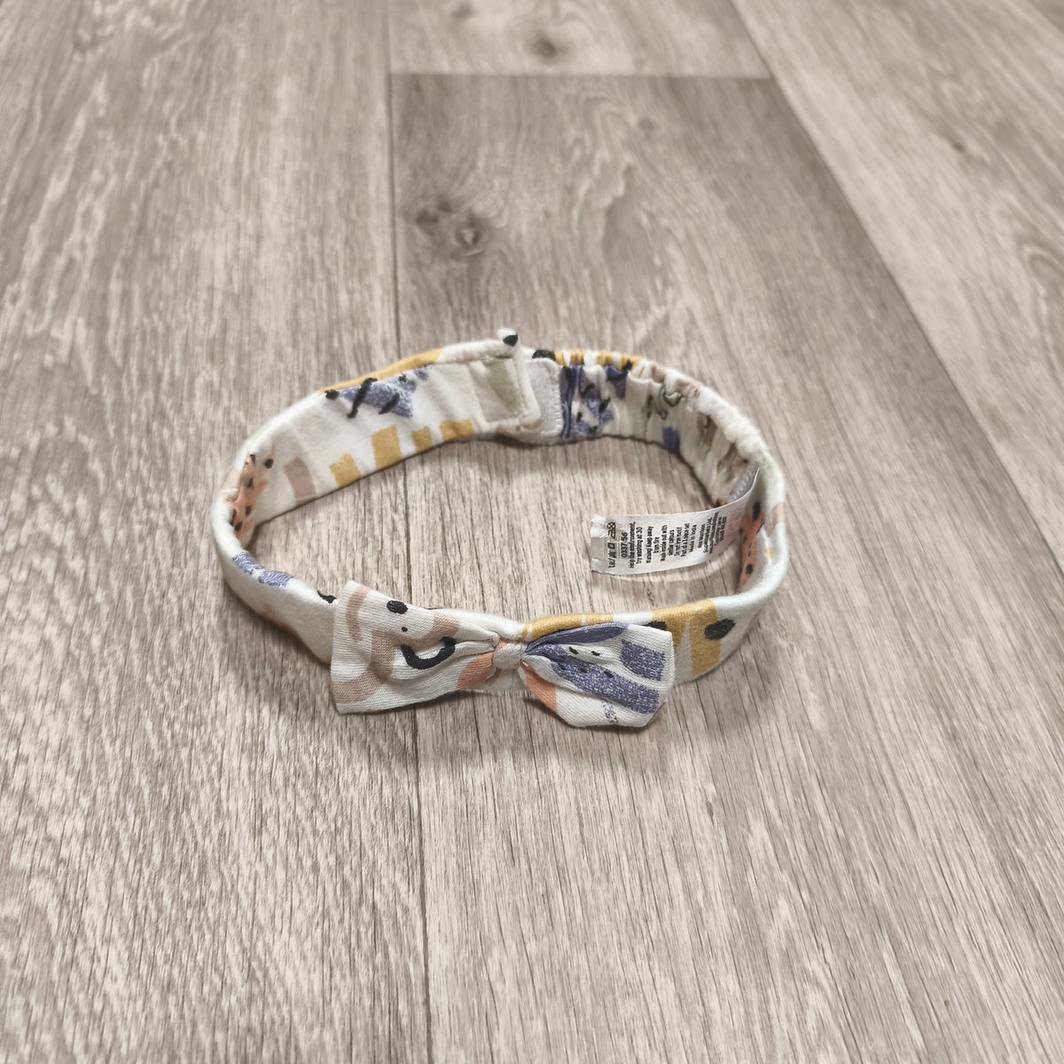 Nutmeg Baby Girls Bow Headband 6-9 Months 100% Cotton Animal Print