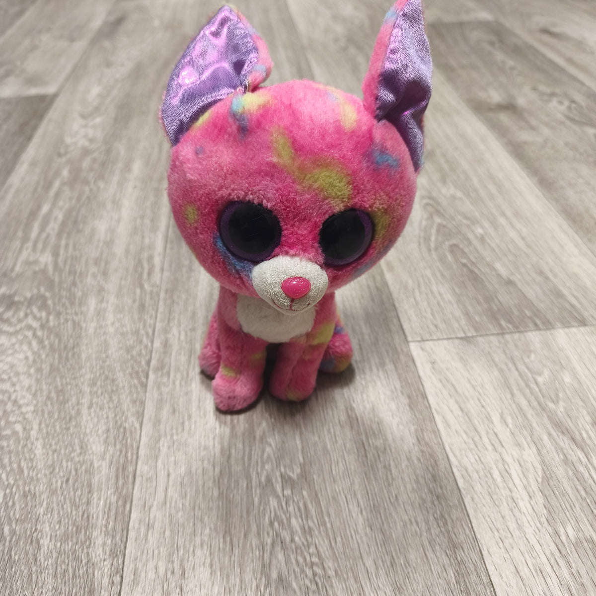 Ty Beanie Boos Cancun Pink Chihuahua Dog Plush Tie Dye Metallic Ears 2014