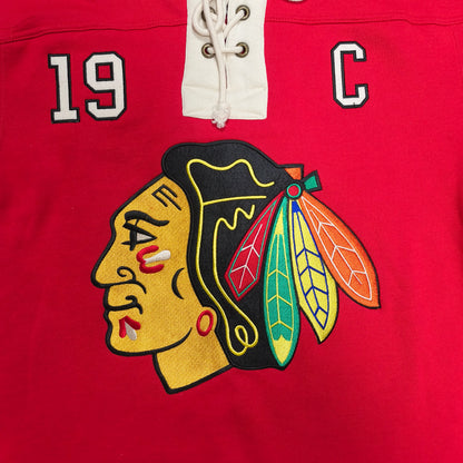 Old Time Hockey Chicago Blackhawks Jonathan Toews #19 Lace Up Hoodie Mens Small