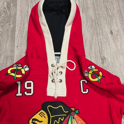 Old Time Hockey Chicago Blackhawks Jonathan Toews #19 Lace Up Hoodie Mens Small