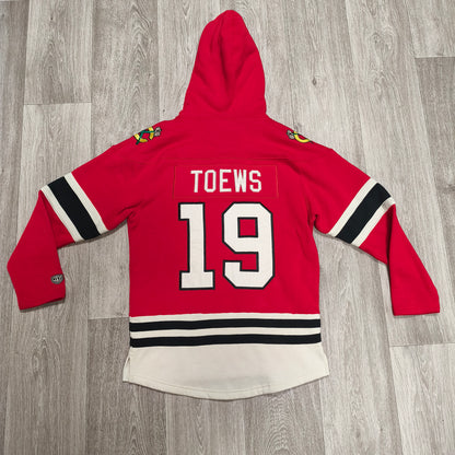 Old Time Hockey Chicago Blackhawks Jonathan Toews #19 Lace Up Hoodie Mens Small