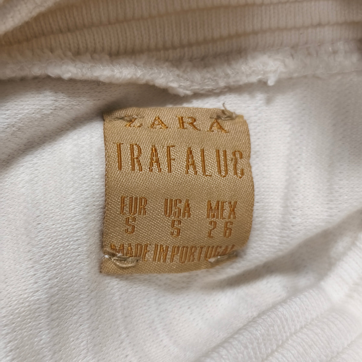 Zara Trafaluc White Ribbed Mock Neck Knit Sweater Pocket Top Womens Size S
