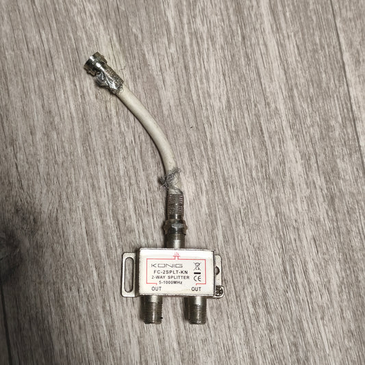 Konig FC-2SPLT-KN 2-Way Coaxial Splitter 5-1000MHz TV Signal Splitter Cable