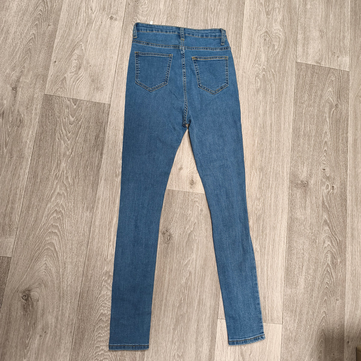 SHEIN Women Distressed Ripped High Waist Skinny Jeans Blue Denim Size XS