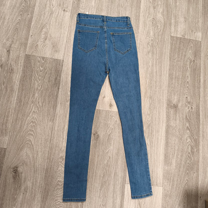 SHEIN Women Distressed Ripped High Waist Skinny Jeans Blue Denim Size XS