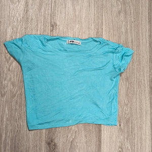 FB Sister Womens Crop Top T-Shirt Size XS Turquoise Blue Short Sleeve Casual Tee