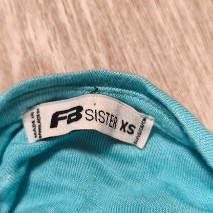FB Sister Womens Crop Top T-Shirt Size XS Turquoise Blue Short Sleeve Casual Tee