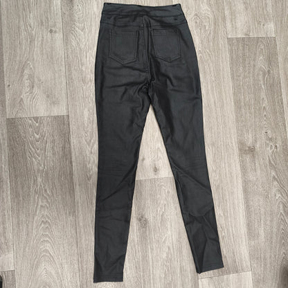 Women Black Faux Leather Pants High Waist Skinny Coated Trousers Stretch
