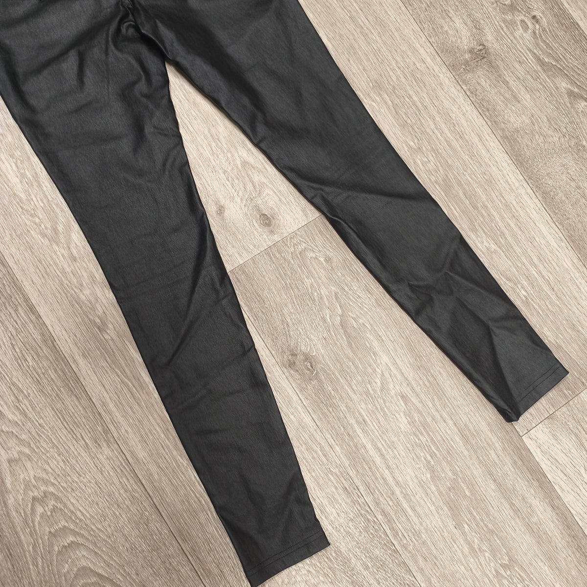 Women Black Faux Leather Pants High Waist Skinny Coated Trousers Stretch