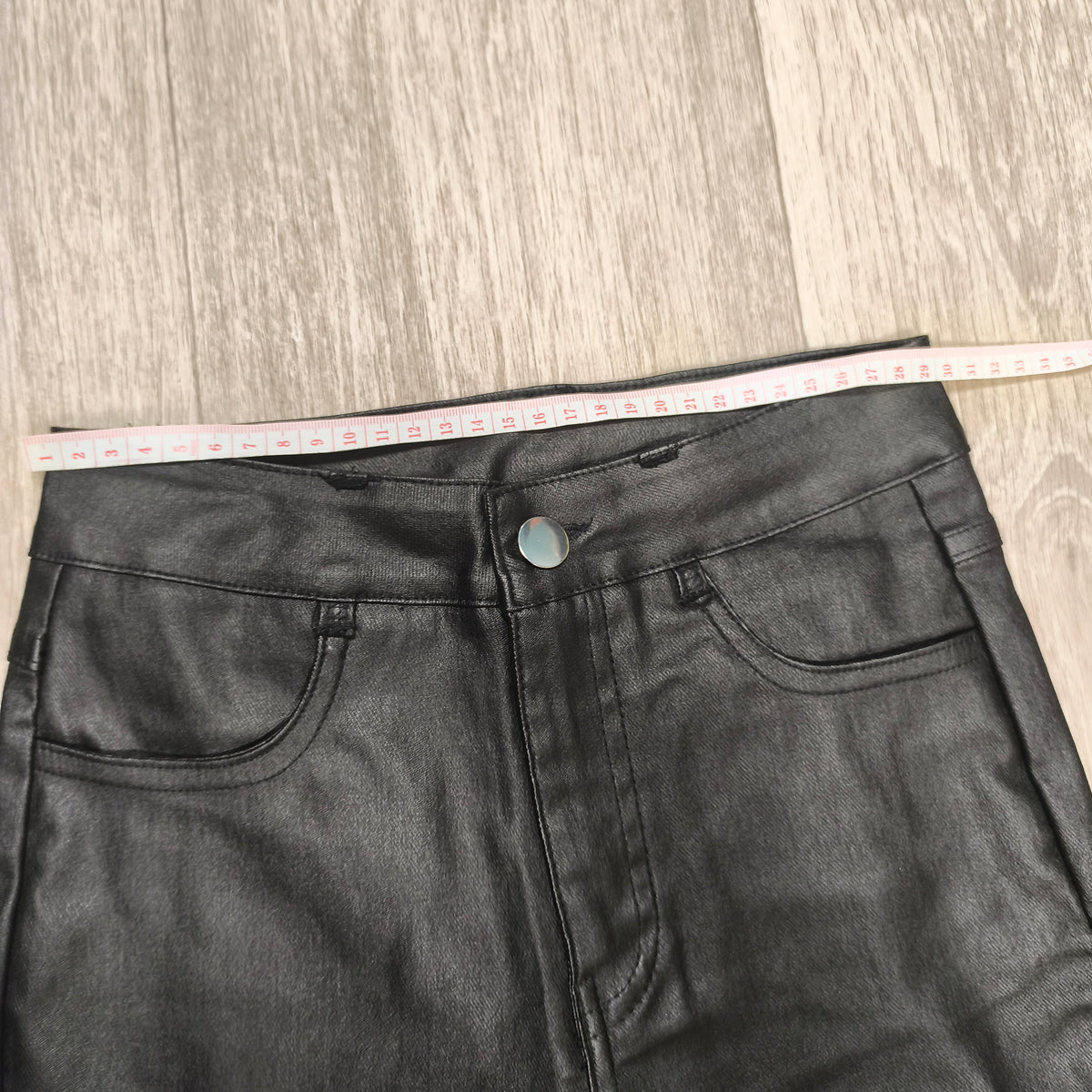 Women Black Faux Leather Pants High Waist Skinny Coated Trousers Stretch