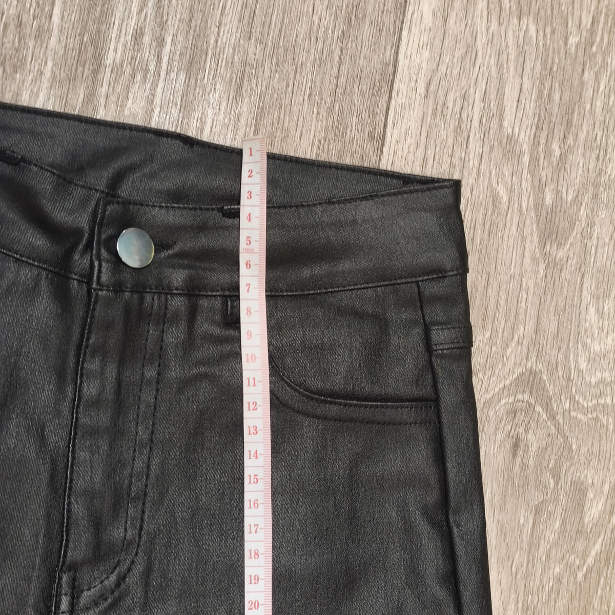 Women Black Faux Leather Pants High Waist Skinny Coated Trousers Stretch