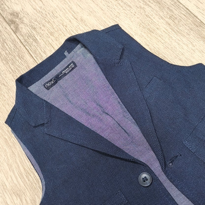 Next Baby Boys Navy Blue Textured Waistcoat Vest Smart Formal 6-9 Months Cotton