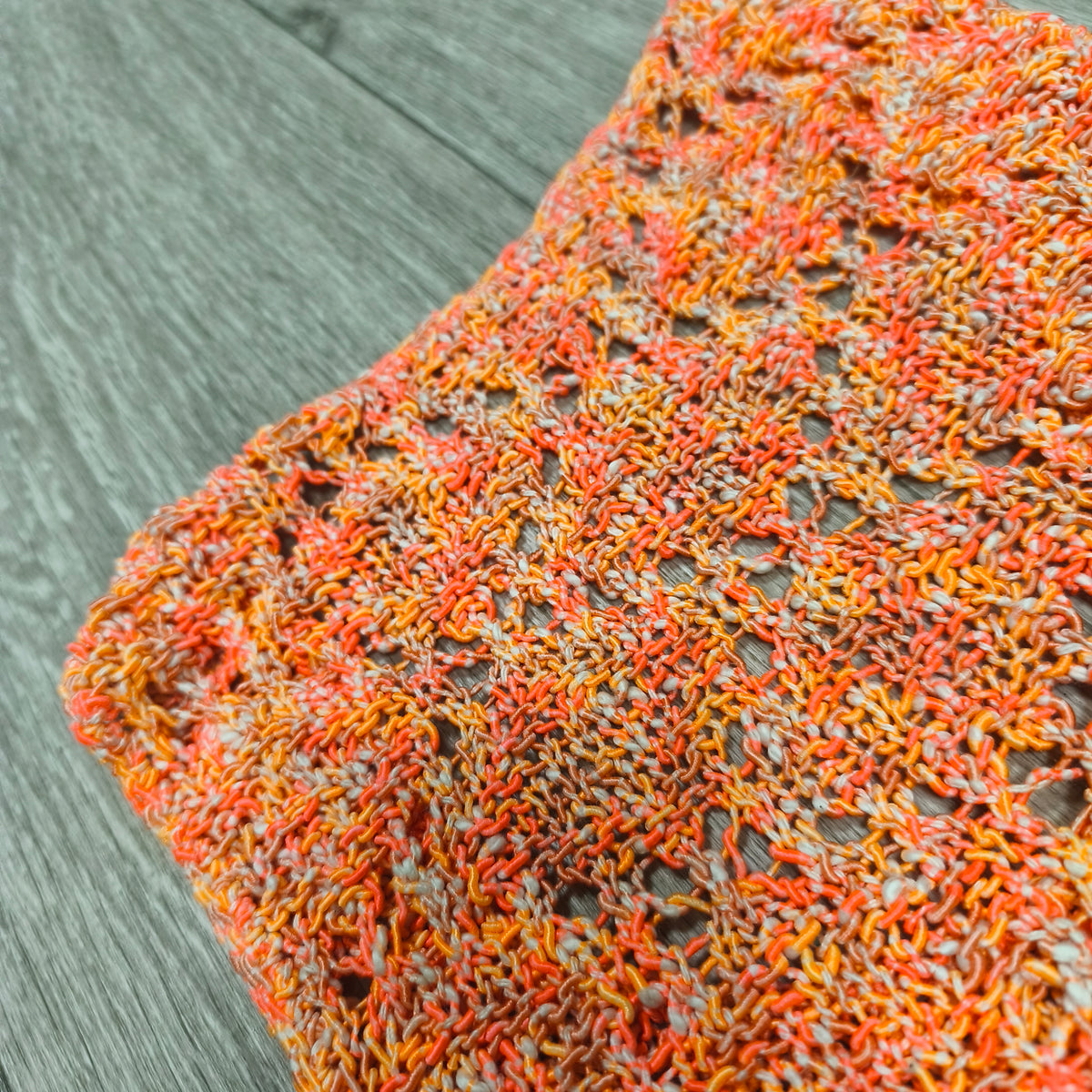 Womens Orange Open Knit Tank Top Cropped Sleeveless V-Neck Sweater Vest