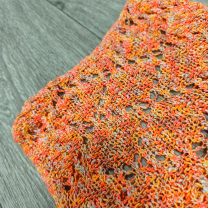 Womens Orange Open Knit Tank Top Cropped Sleeveless V-Neck Sweater Vest