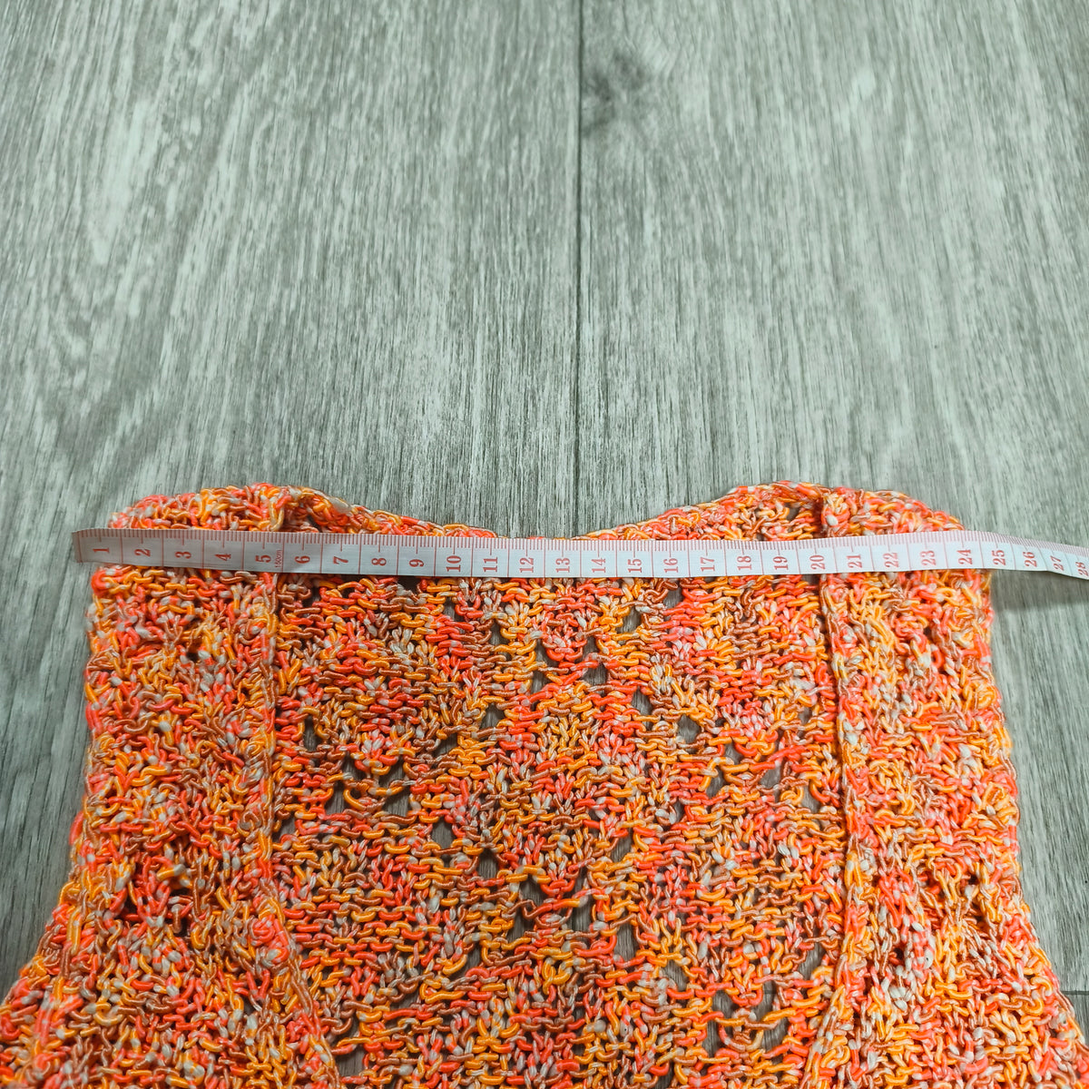Womens Orange Open Knit Tank Top Cropped Sleeveless V-Neck Sweater Vest