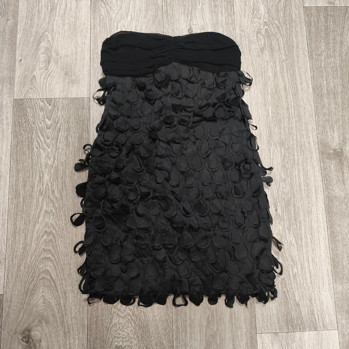 Danity Womens Black Strapless 3D Petal Mini Dress Size L Cocktail Party Club
