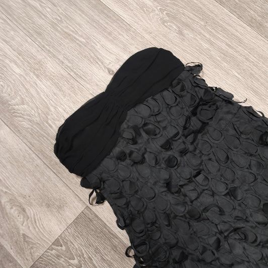 Danity Womens Black Strapless 3D Petal Mini Dress Size L Cocktail Party Club
