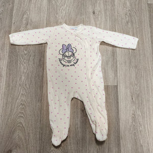 Disney Baby Minnie Mouse Footed Sleepsuit Size 74 White Pink Star Sleeper