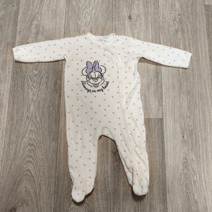 Disney Baby Minnie Mouse Footed Sleepsuit Size 74 White Pink Star Sleeper