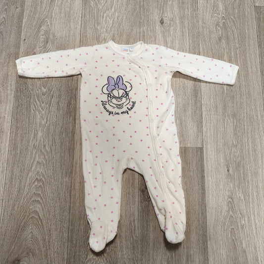 Disney Baby Minnie Mouse Footed Sleepsuit Size 74 White Pink Star Sleeper
