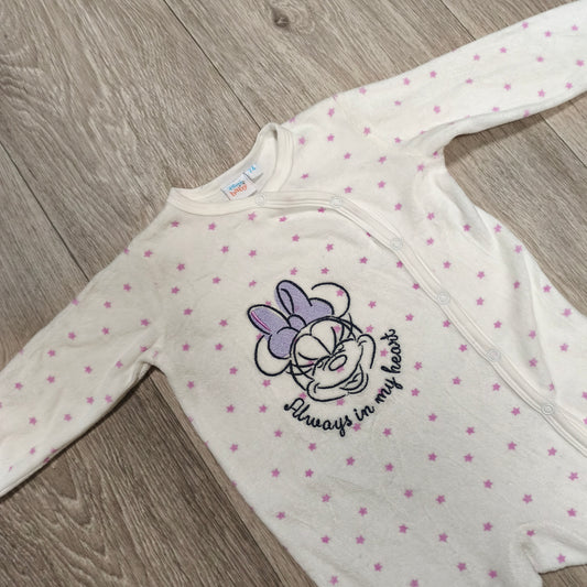 Disney Baby Minnie Mouse Footed Sleepsuit Size 74 White Pink Star Sleeper