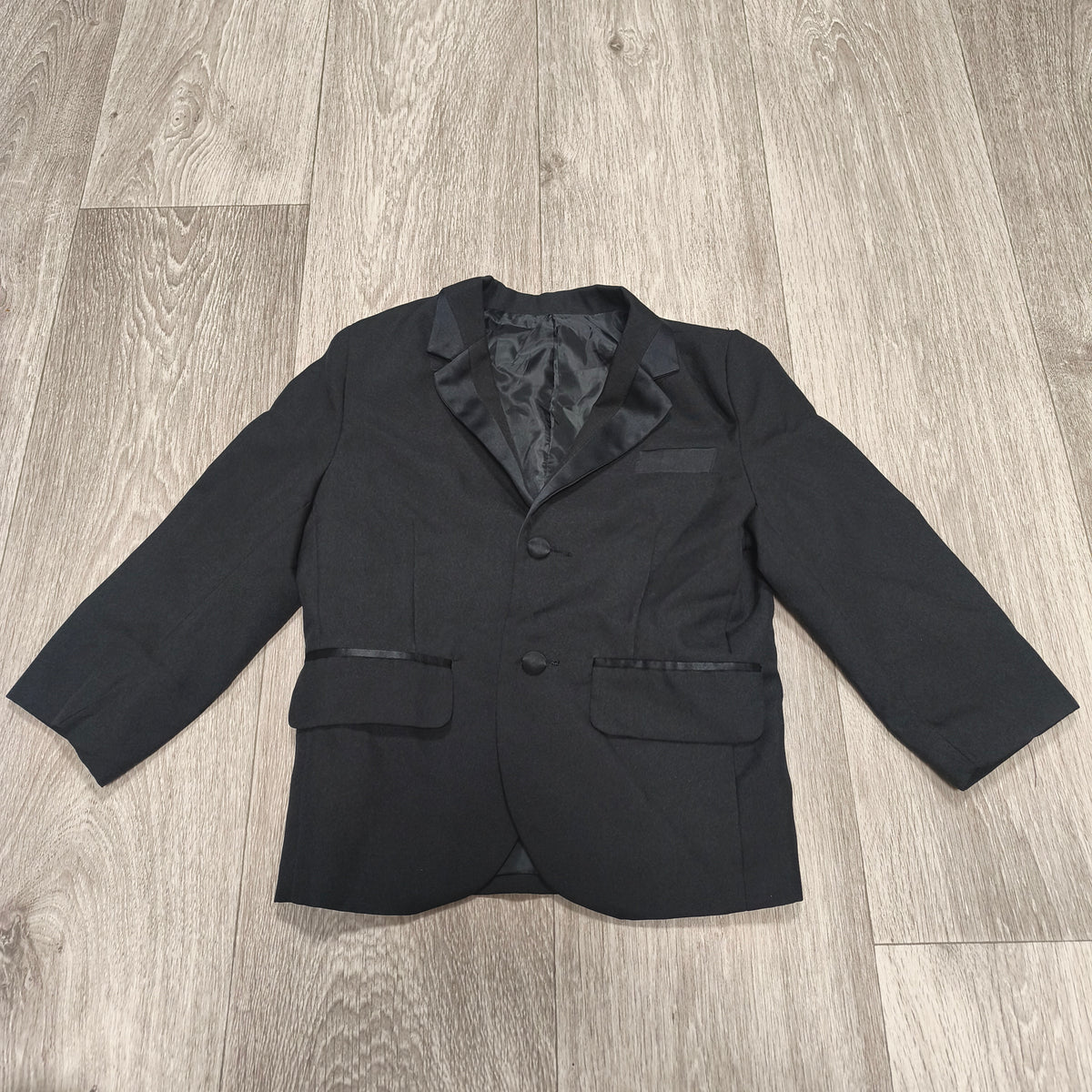 YIMEIWEI Boys Black Tuxedo Jacket Blazer Size 6 Satin Lapel Formal Suit