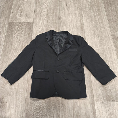 YIMEIWEI Boys Black Tuxedo Jacket Blazer Size 6 Satin Lapel Formal Suit