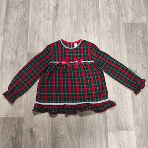 Cotton Fluff Boutique Girls Tartan Plaid Top Dress Red Bow Lace UK Handmade