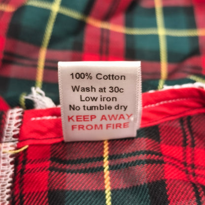 Cotton Fluff Boutique Girls Tartan Plaid Top Dress Red Bow Lace UK Handmade