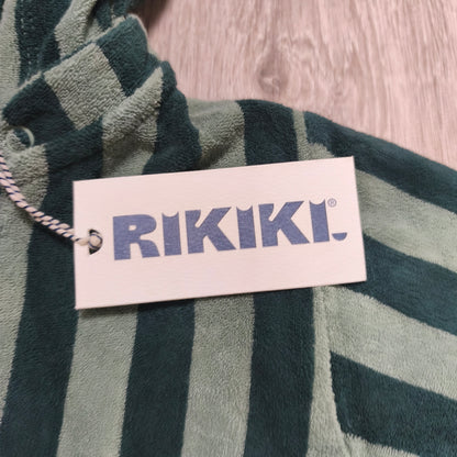 NWT Rikiki Toddler Green Striped Tintin Beach Robe Hooded Towel Zip 86/92 1-2Y