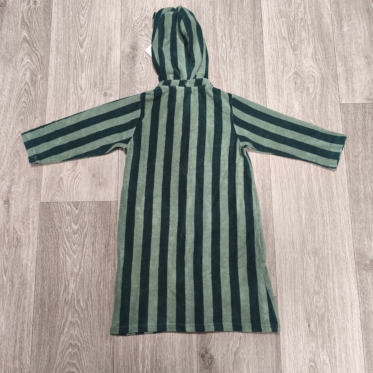 NWT Rikiki Toddler Green Striped Tintin Beach Robe Hooded Towel Zip 86/92 1-2Y