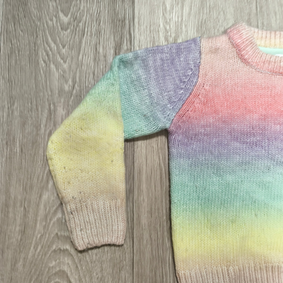 Little Kids Girls Rainbow Ombre Knit Sweater Sequin Heart Long Sleeve 6-7 Yrs