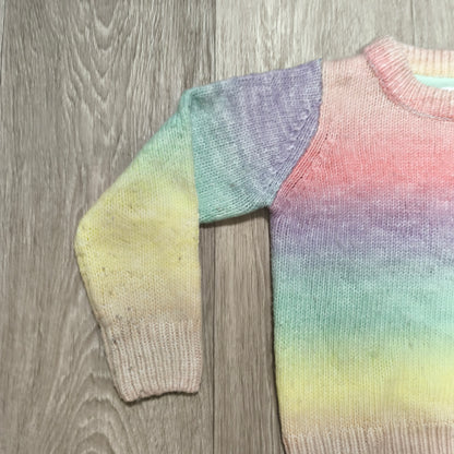 Little Kids Girls Rainbow Ombre Knit Sweater Sequin Heart Long Sleeve 6-7 Yrs