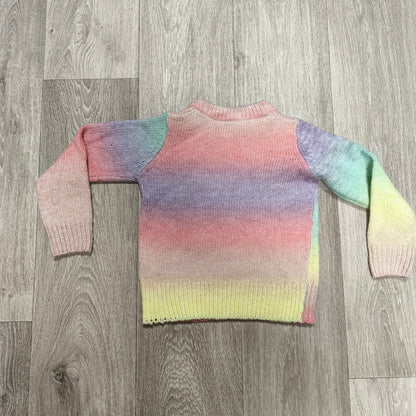 Little Kids Girls Rainbow Ombre Knit Sweater Sequin Heart Long Sleeve 6-7 Yrs