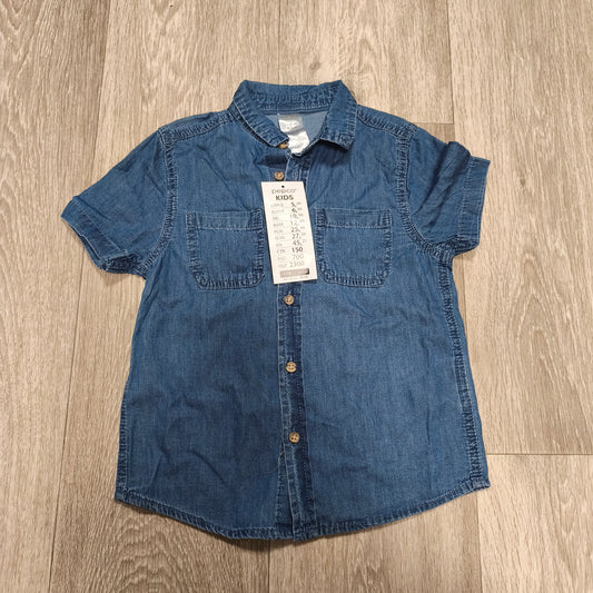 PEPCO Kids Boys Denim Shirt NWT Short Sleeve Blue Button Up Size 110 4-5Y