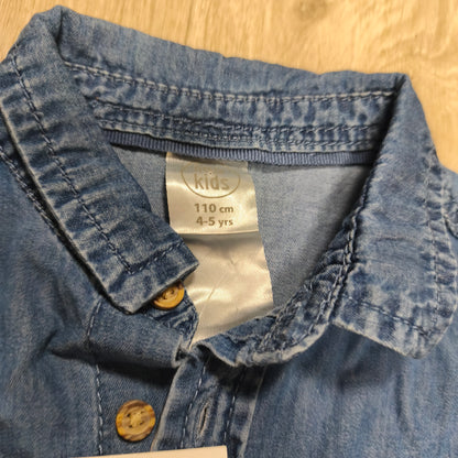 PEPCO Kids Boys Denim Shirt NWT Short Sleeve Blue Button Up Size 110 4-5Y