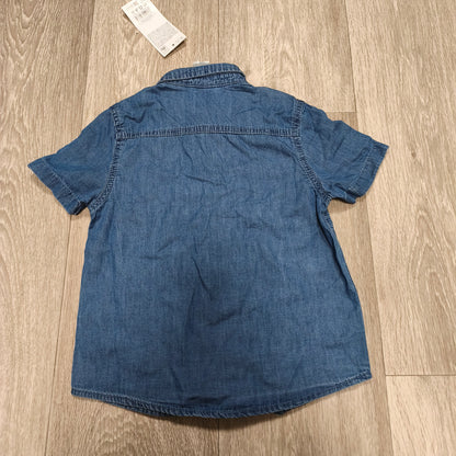 PEPCO Kids Boys Denim Shirt NWT Short Sleeve Blue Button Up Size 110 4-5Y