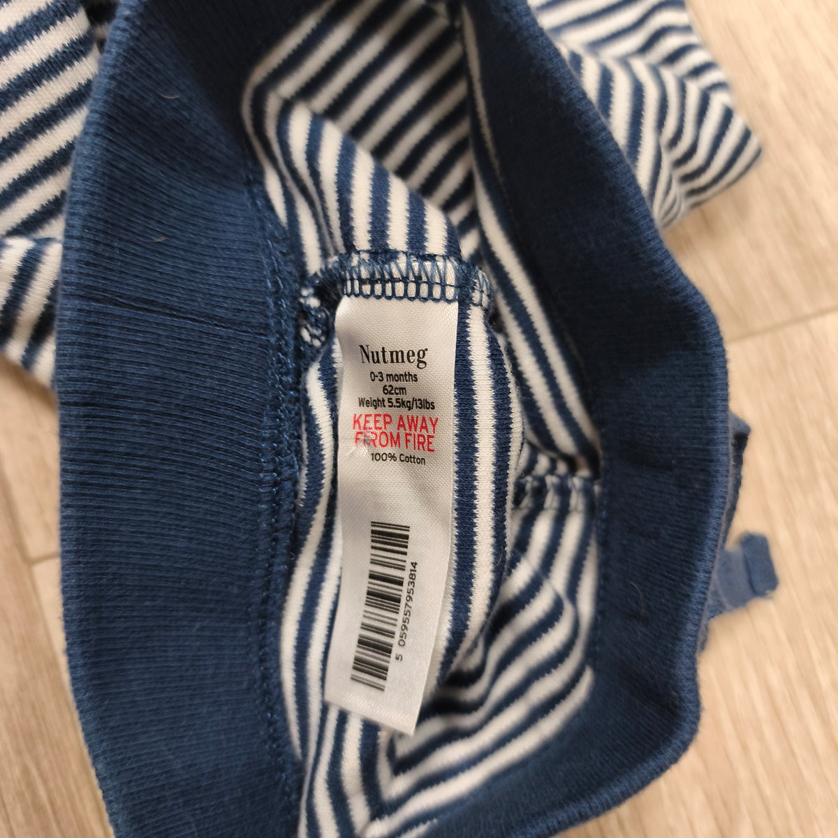 Nutmeg Baby Boys Striped Joggers Leggings Pants Blue White Cotton 0-3 Months 62c