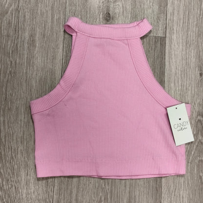 Candy Couture Matalan Girls Pink Ribbed High Neck Crop Tank Top NWT 12 Years