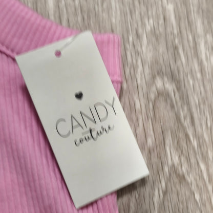 Candy Couture Matalan Girls Pink Ribbed High Neck Crop Tank Top NWT 12 Years