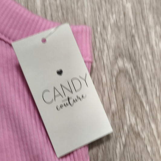 Candy Couture Matalan Girls Pink Ribbed High Neck Crop Tank Top NWT 12 Years