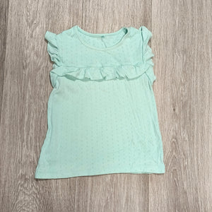 George Girls Mint Green Ruffle Sleeve Pointelle Top Shirt Size 5-6 Years 110-116