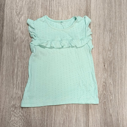 George Girls Mint Green Ruffle Sleeve Pointelle Top Shirt Size 5-6 Years 110-116