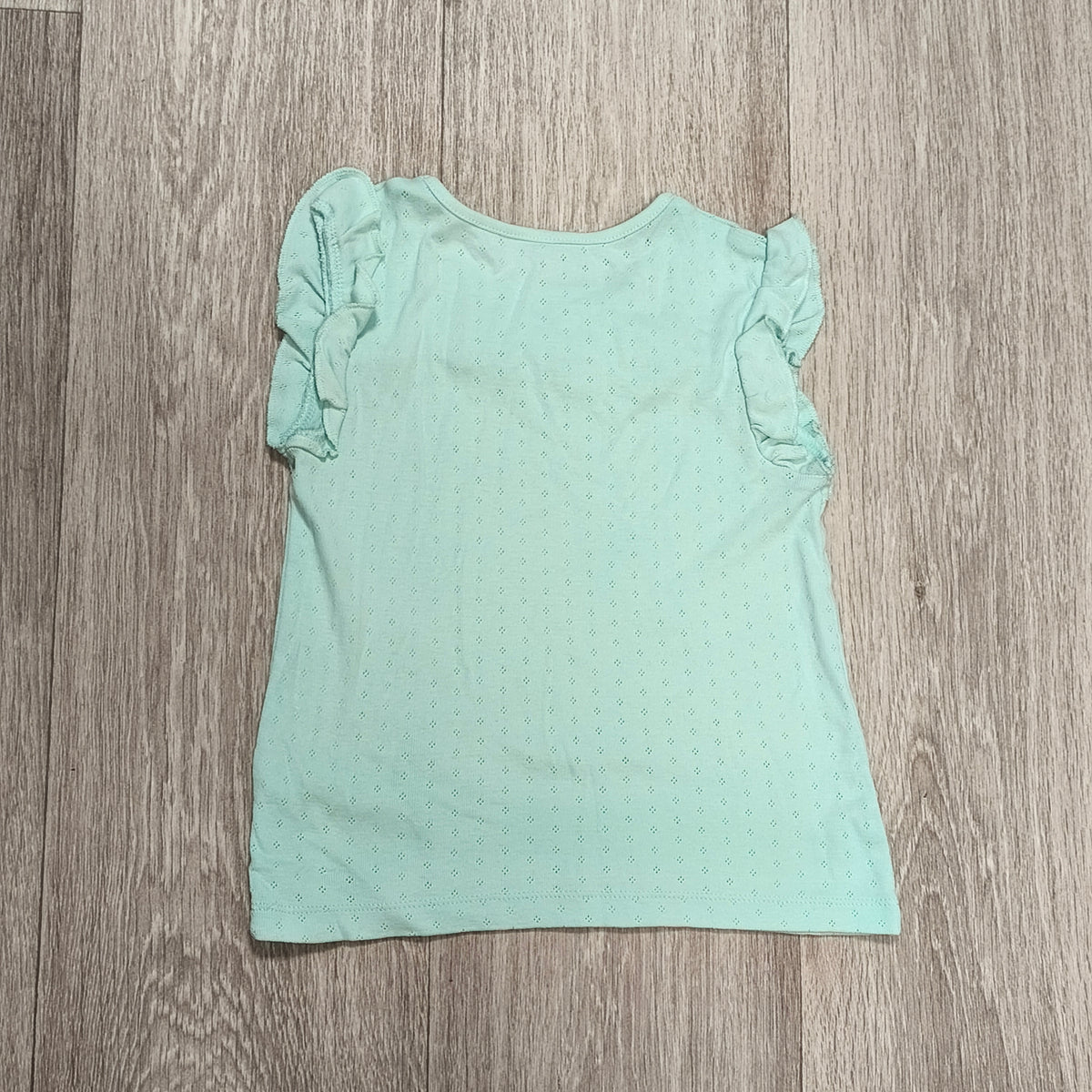 George Girls Mint Green Ruffle Sleeve Pointelle Top Shirt Size 5-6 Years 110-116