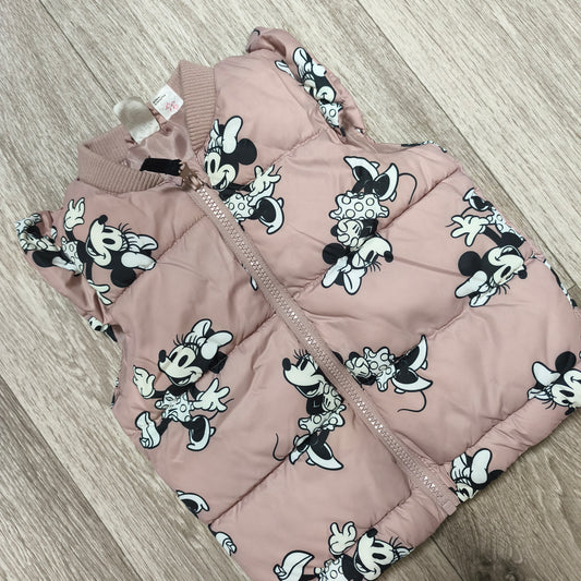 H&M Disney Baby Minnie Mouse Puffer Vest Pink Quilted Gilet 12-18 Months EUR 86