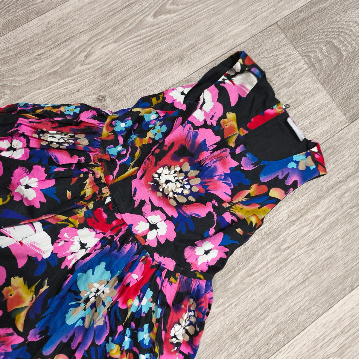 Matalan Girls Floral Dress Age 7 Years Sleeveless Black Pink Party Summer Lined