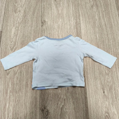 Studio Retail Baby Boy Long Sleeve Top 0-3M Blue Cotton Beep Beep Sleep